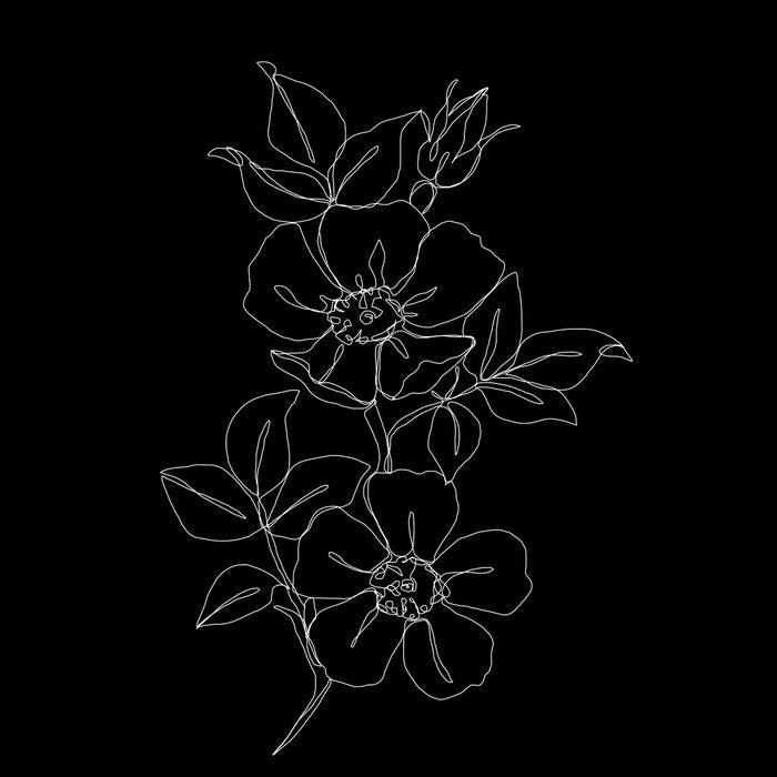 Botanical illustration one line drawing - Rose Black Coffee Mug Gallery Image 2