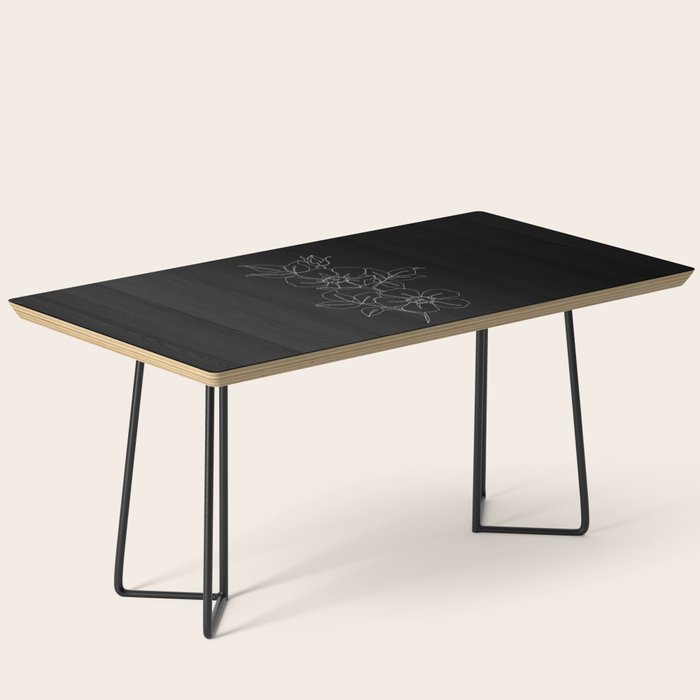 Botanical illustration one line drawing - Rose Black Coffee Table Gallery Image 1