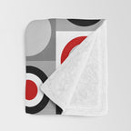 Mid Century Modern Geometric Square and Circle Pattern // Red, Gray, Black and White Throw Blanket Gallery Image 3
