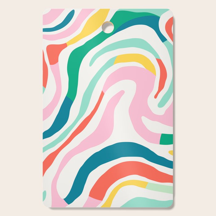 Colorful abstract stripe line art pattern Cutting Board Gallery Image 1