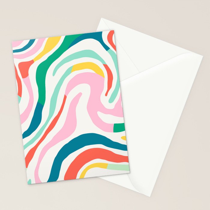 Colorful abstract stripe line art pattern Stationery Card Gallery Image 2
