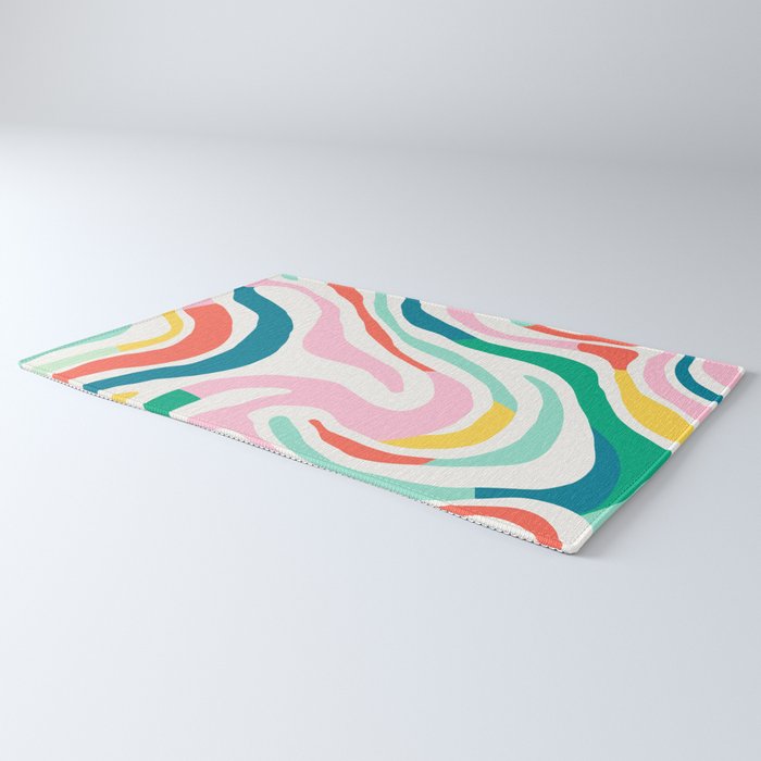Colorful abstract stripe line art pattern Rug Gallery Image 3