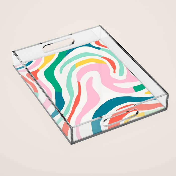 Colorful abstract stripe line art pattern Acrylic Tray Gallery Image 1