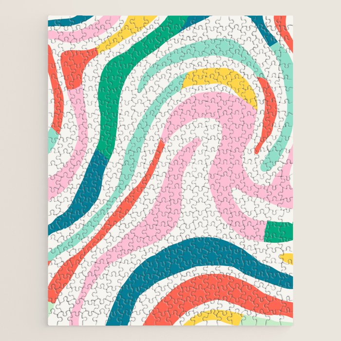 Colorful abstract stripe line art pattern Jigsaw Puzzle Gallery Image 1