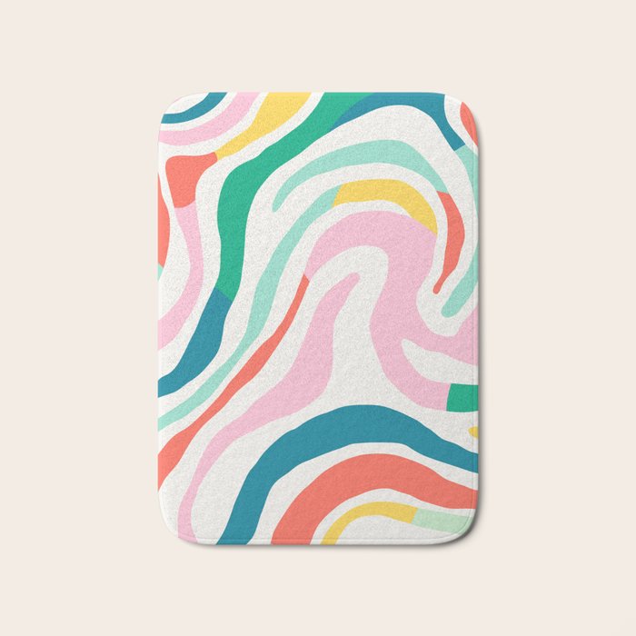 Colorful abstract stripe line art pattern Bath Mat Gallery Image 1