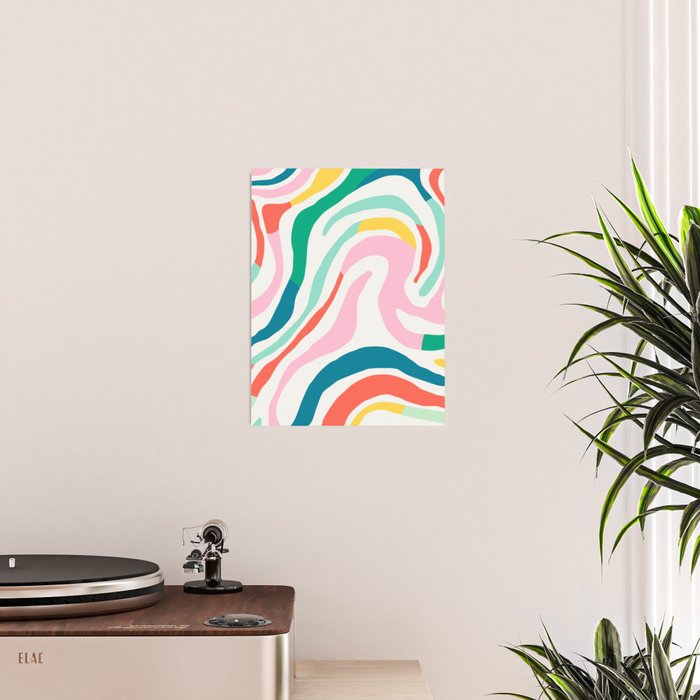 Colorful abstract stripe line art pattern Poster Gallery Image 2