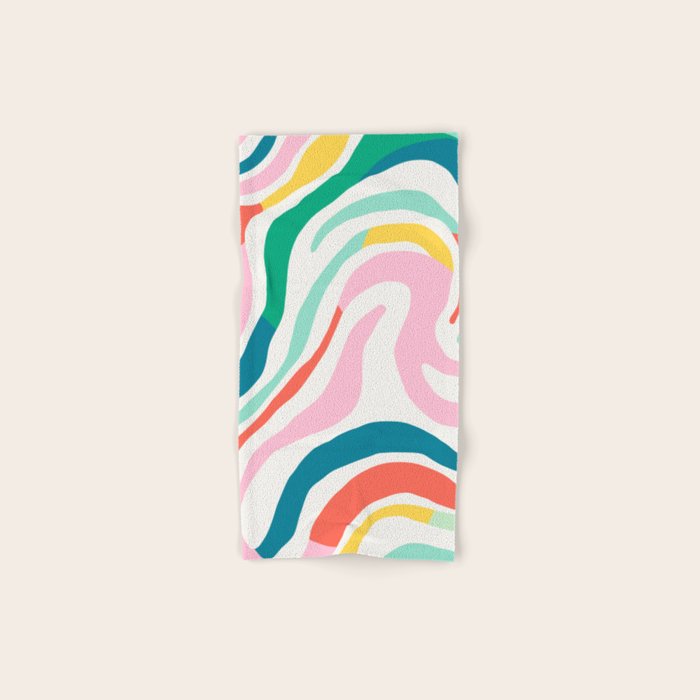 Colorful abstract stripe line art pattern Bath Towel Gallery Image 1