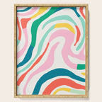 Colorful abstract stripe line art pattern Serving Tray Gallery Image 1