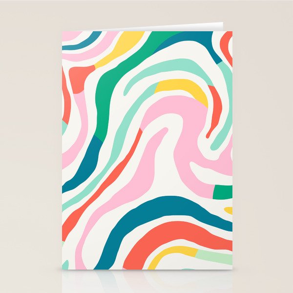 Colorful Abstract Stripe Line Art Pattern Stationery Card