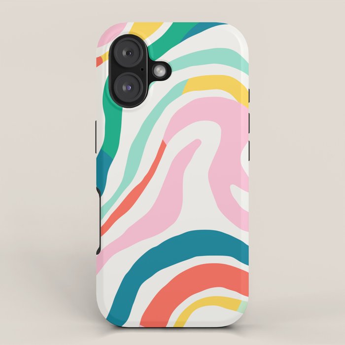 Colorful abstract stripe line art pattern iPhone Case Gallery Image 1