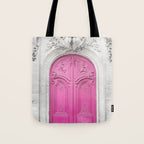 Pink Paris Door - Travel Photography, Building in Paris Tote Bag Gallery Image 1