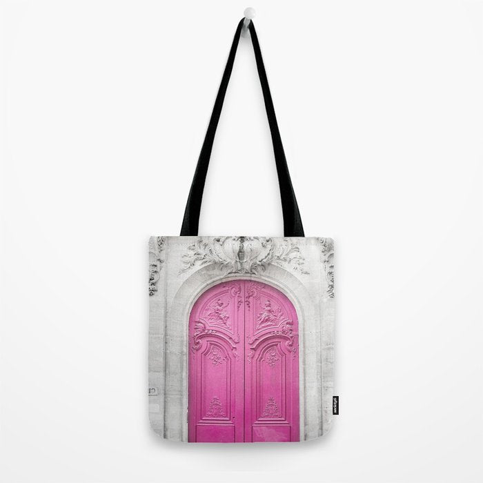 Pink Paris Door - Travel Photography, Building in Paris Tote Bag Gallery Image 2