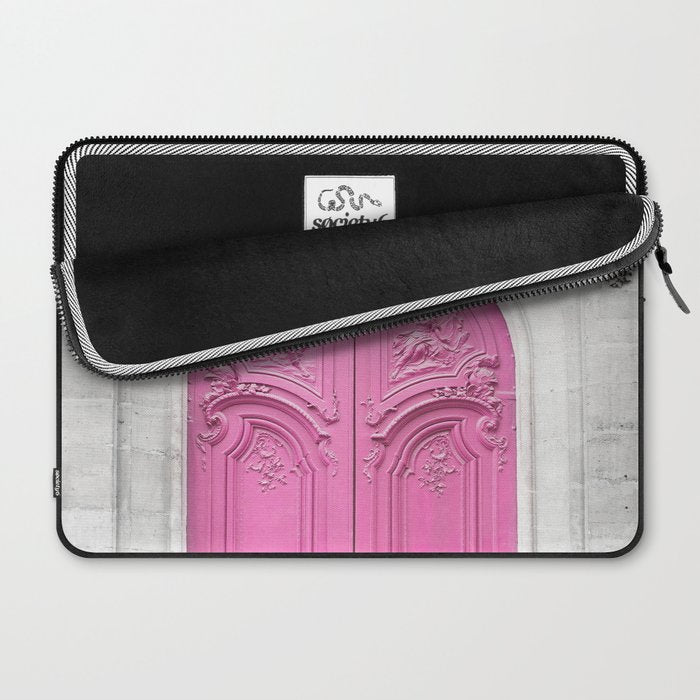 Pink Paris Door - Travel Photography, Building in Paris Laptop Sleeve Gallery Image 2
