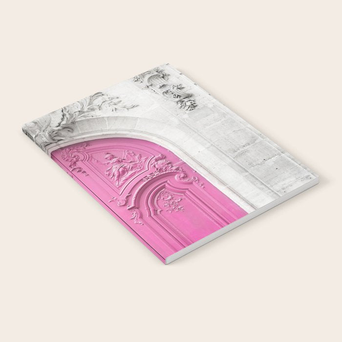 Pink Paris Door - Travel Photography, Building in Paris Notebook Gallery Image 1