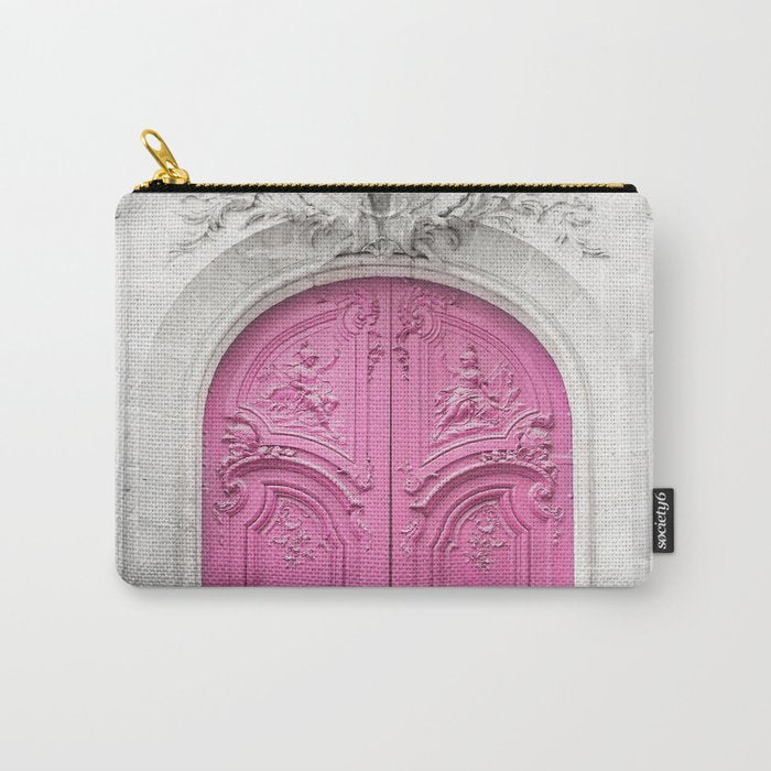 Pink Paris Door - Travel Photography, Building in Paris Carry All Pouch Gallery Image 1