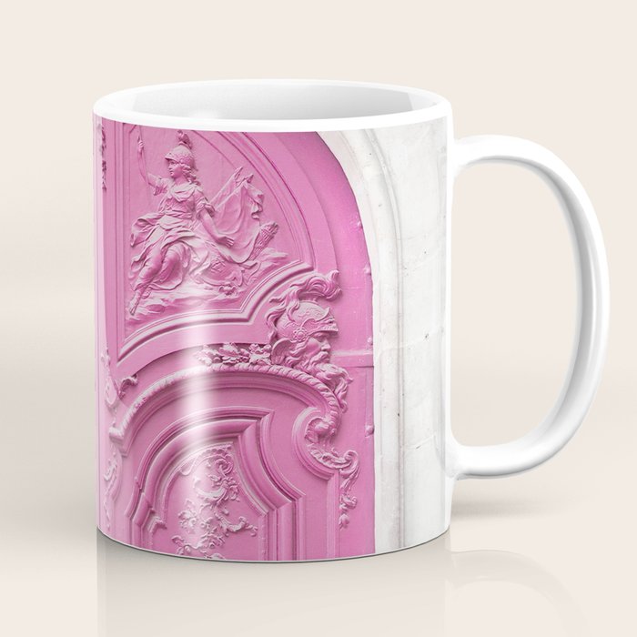 Pink Paris Door - Travel Photography, Building in Paris Coffee Mug Gallery Image 1