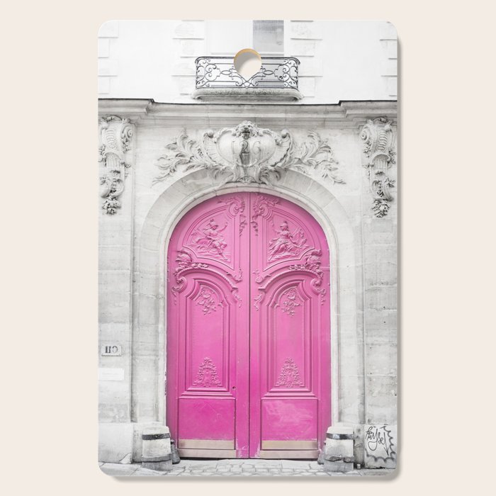 Pink Paris Door - Travel Photography, Building in Paris Cutting Board Gallery Image 1