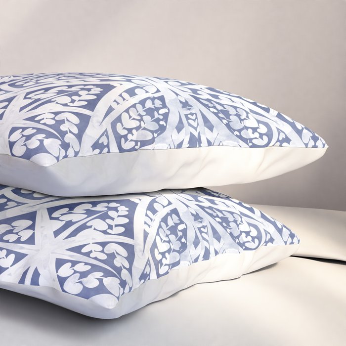 Leaves indigo fantasy tiled 4 Pillow Sham Gallery Image 3