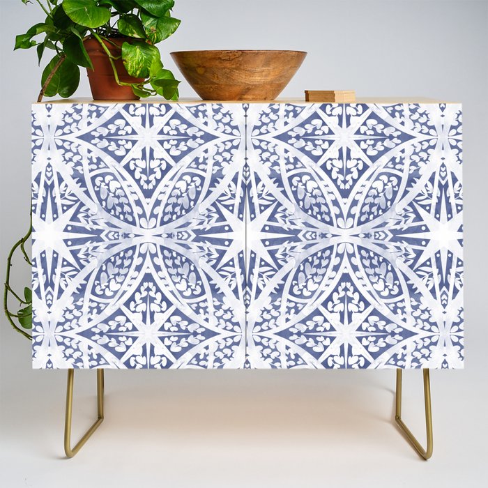 Leaves indigo fantasy tiled 4 Credenza Gallery Image 1