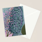 Garden Lilac Flower Painting in Teal & Pink Stationery Card Gallery Image 2