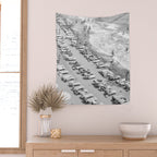 Beach Day in Italy | Black and White Travel Photography in Europe Art Print | Summer on the Coast in Naples Wall Tapestry Gallery Image 2