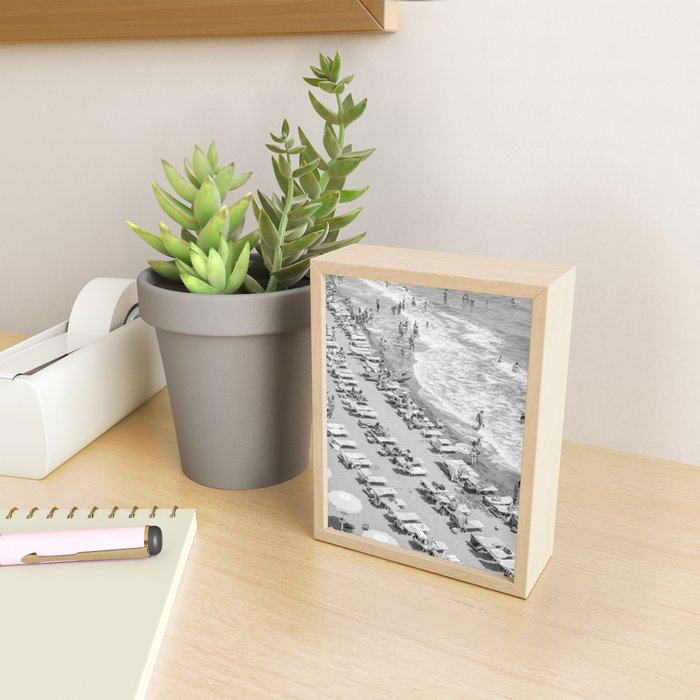 Beach Day in Italy | Black and White Travel Photography in Europe Art Print | Summer on the Coast in Naples Mini Art Print Gallery Image 2