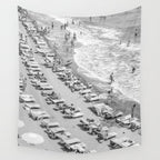 Beach Day in Italy | Black and White Travel Photography in Europe Art Print | Summer on the Coast in Naples Wall Tapestry Gallery Image 4