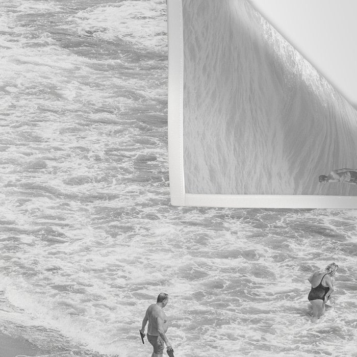 Beach Day in Italy | Black and White Travel Photography in Europe Art Print | Summer on the Coast in Naples Wall Tapestry Gallery Image 3