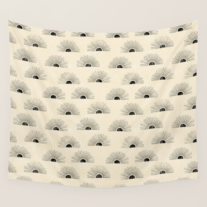 Sunrise - black and cream Wall Tapestry Gallery Image 4