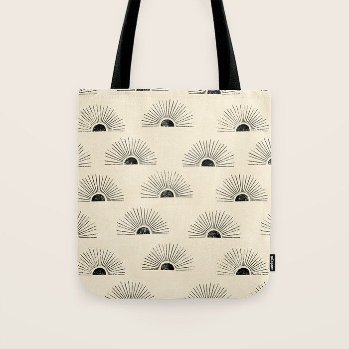Sunrise - black and cream Tote Bag Gallery Image 1