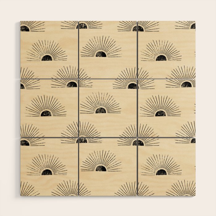Sunrise - black and cream Wood Wall Art Gallery Image 1