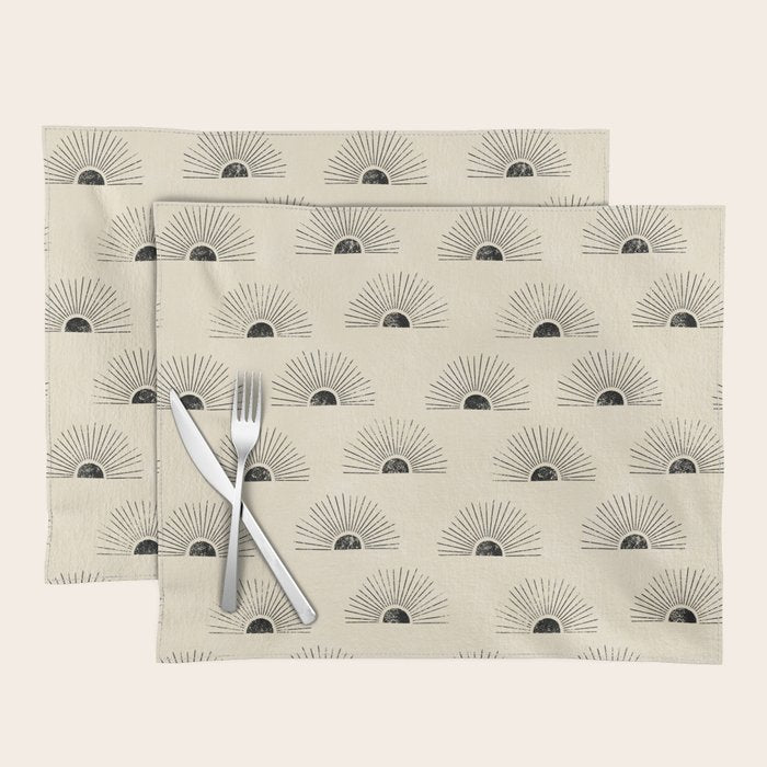 Sunrise - black and cream Placemat Gallery Image 1