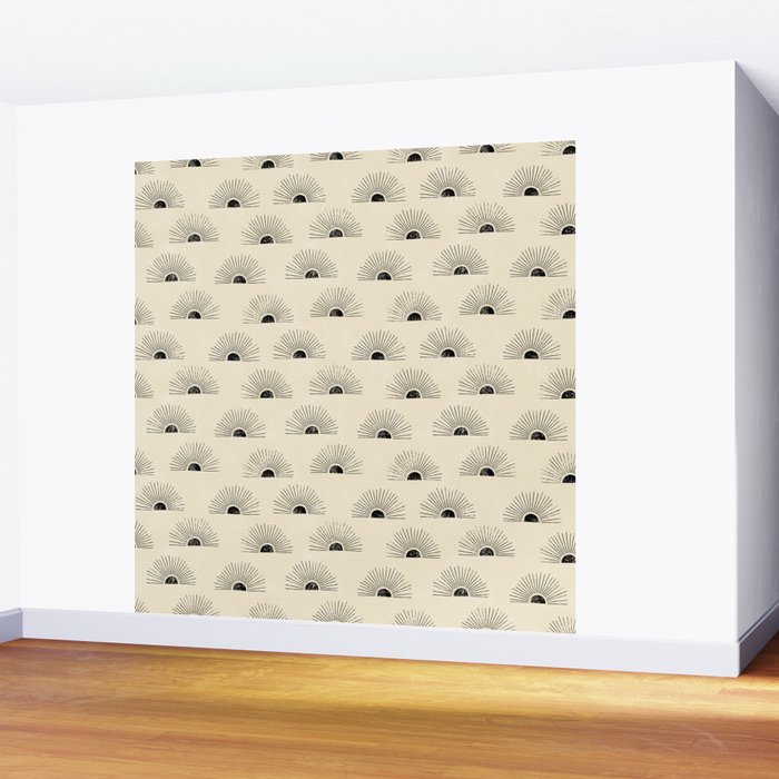 Sunrise - black and cream Wall Mural Gallery Image 2