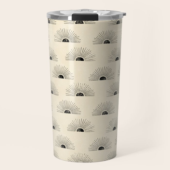 Sunrise - black and cream Travel Mug Gallery Image 1