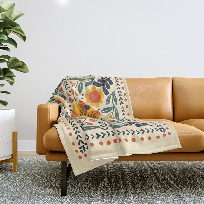 Scandinavian Wildflowers Throw Blanket Gallery Image 1