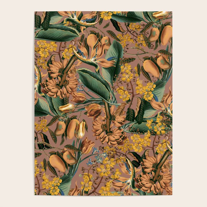 Banana and Leaf Pattern Poster Gallery Image 4