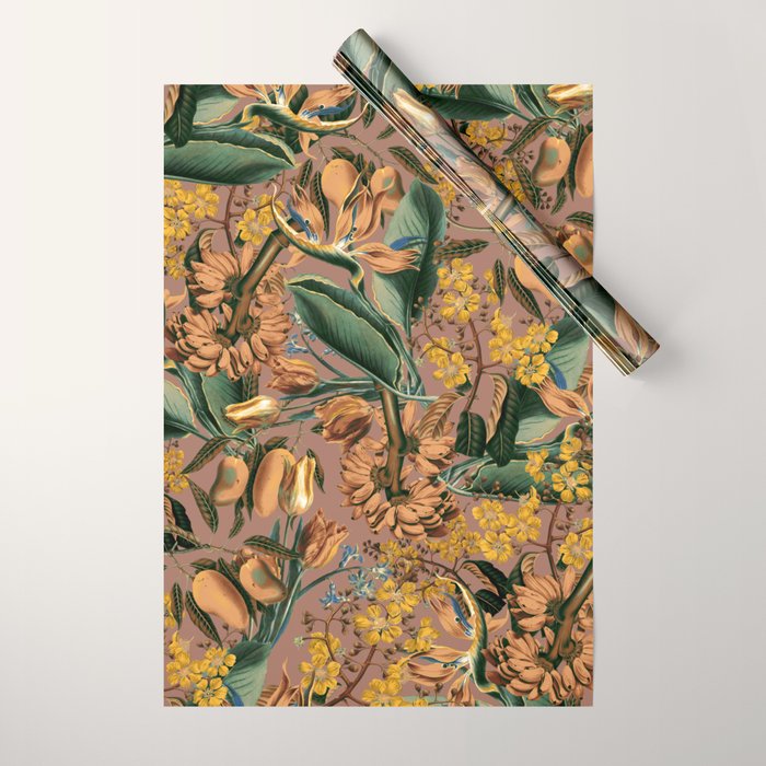 Banana and Leaf Pattern Wrapping Paper Gallery Image 1