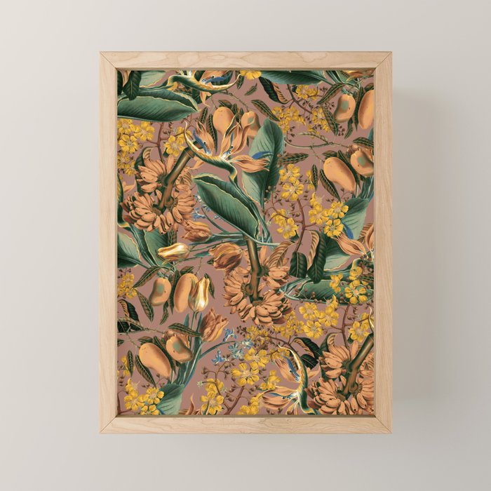 Banana and Leaf Pattern Mini Art Print Gallery Image 1