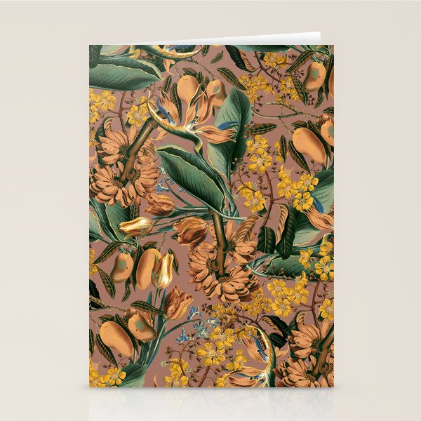 Banana and Leaf Pattern Stationery Card Gallery Image 1