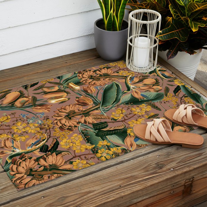 Banana and Leaf Pattern Outdoor Rug Gallery Image 2