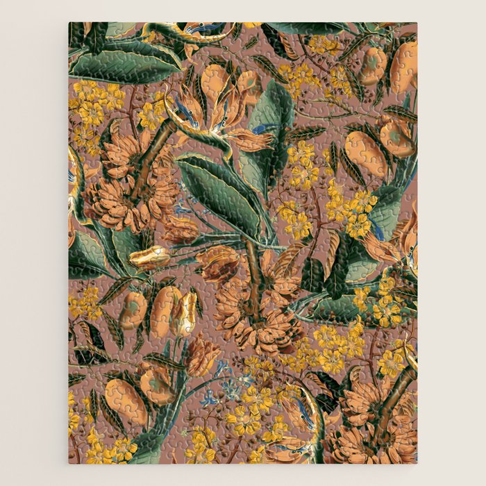 Banana and Leaf Pattern Jigsaw Puzzle Gallery Image 1