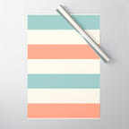Orange, turquoise and cream stripes Wrapping Paper Gallery Image 1