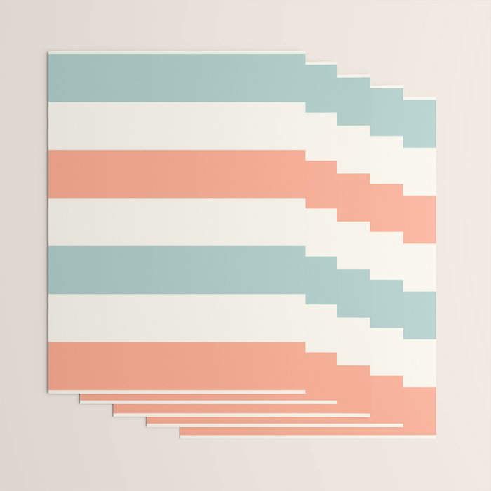 Orange, turquoise and cream stripes Wrapping Paper Gallery Image 3
