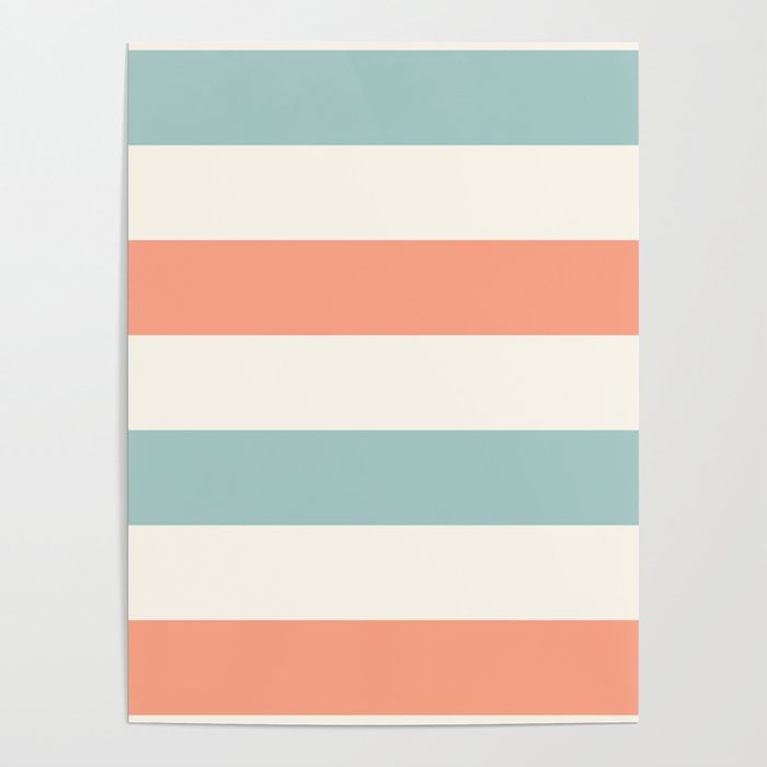 Orange, turquoise and cream stripes Poster Gallery Image 4