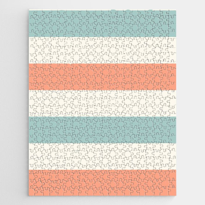 Orange, turquoise and cream stripes Jigsaw Puzzle Gallery Image 1