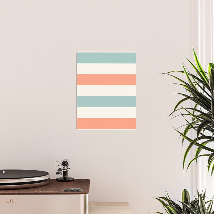 Orange, turquoise and cream stripes Poster Gallery Image 2