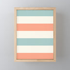 Orange, turquoise and cream stripes Mini Art Print Gallery Image 1