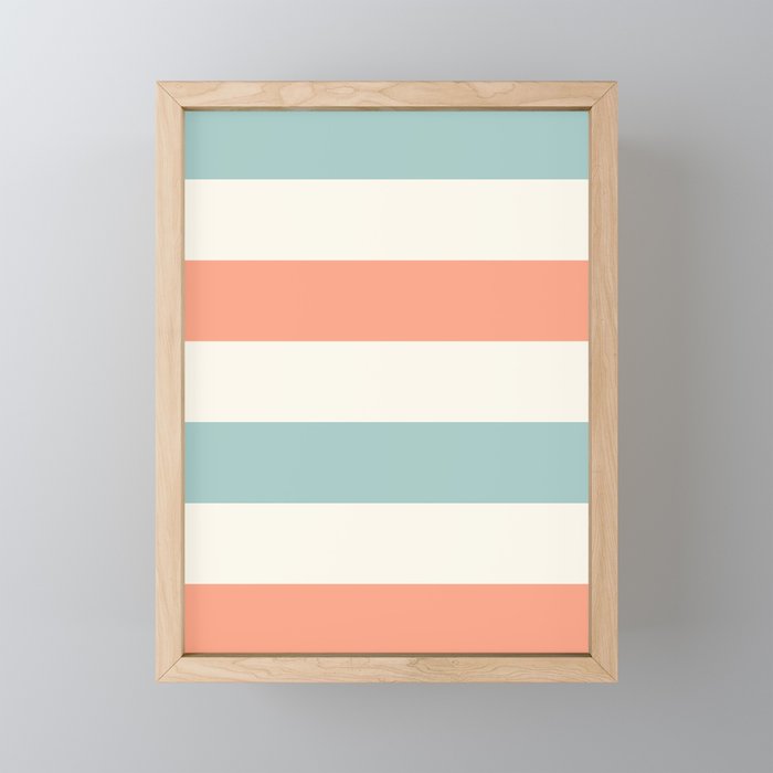 Orange, turquoise and cream stripes Mini Art Print Gallery Image 1