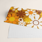 Retro Garden Flowers Groovy 60s 70s Floral Pattern Ochre Yellow Orange Brown Wrapping Paper Gallery Image 2