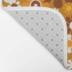 Retro Garden Flowers Groovy 60s 70s Floral Pattern Ochre Yellow Orange Brown Bath Mat Gallery Image 2